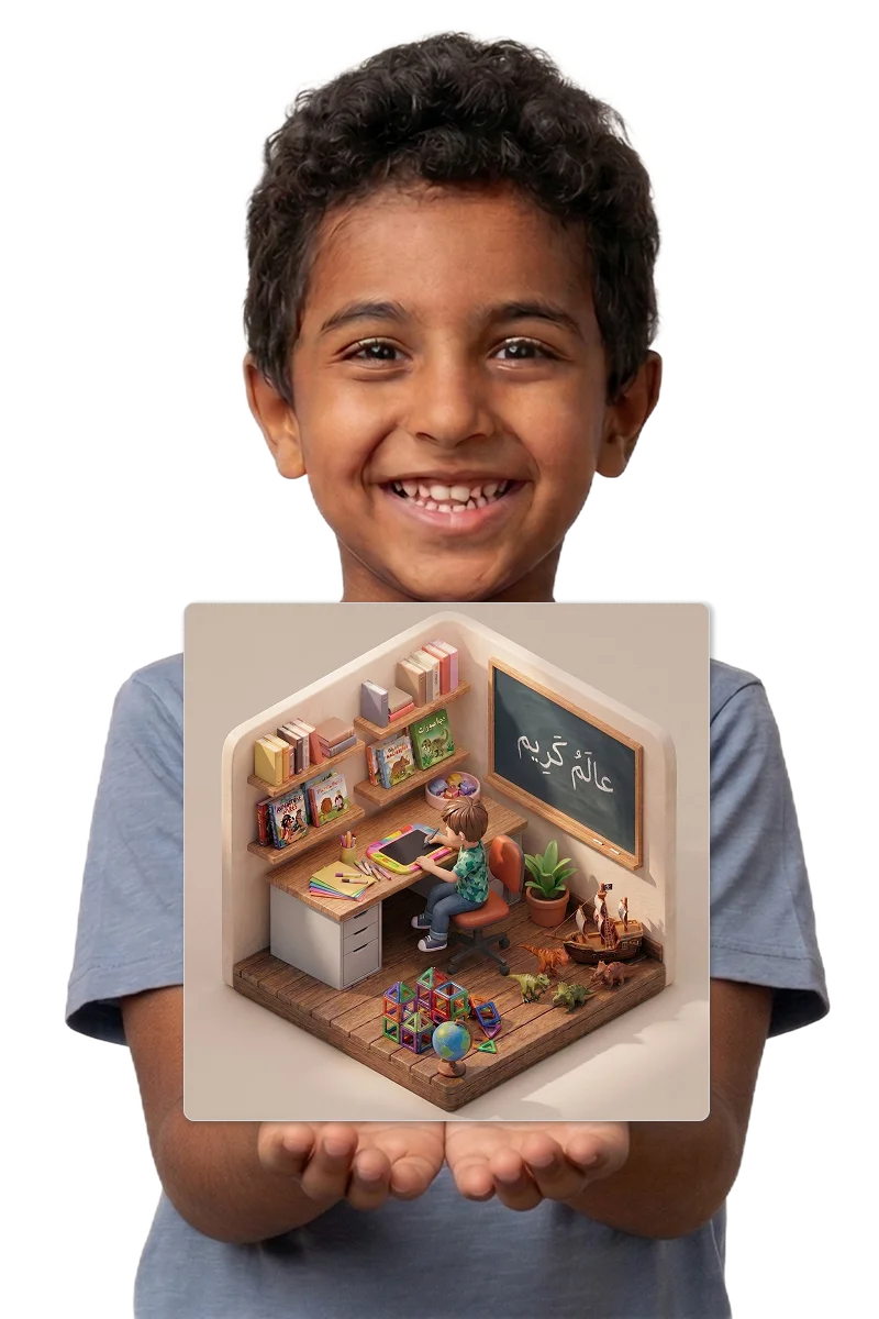 Child excited about Arabic learning